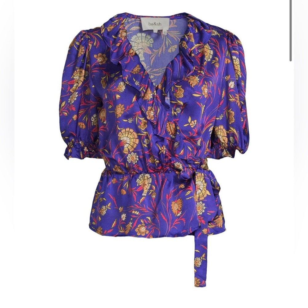 ba&sh Floral Ruffle Wrap Top Size Large - Picture 3 of 10